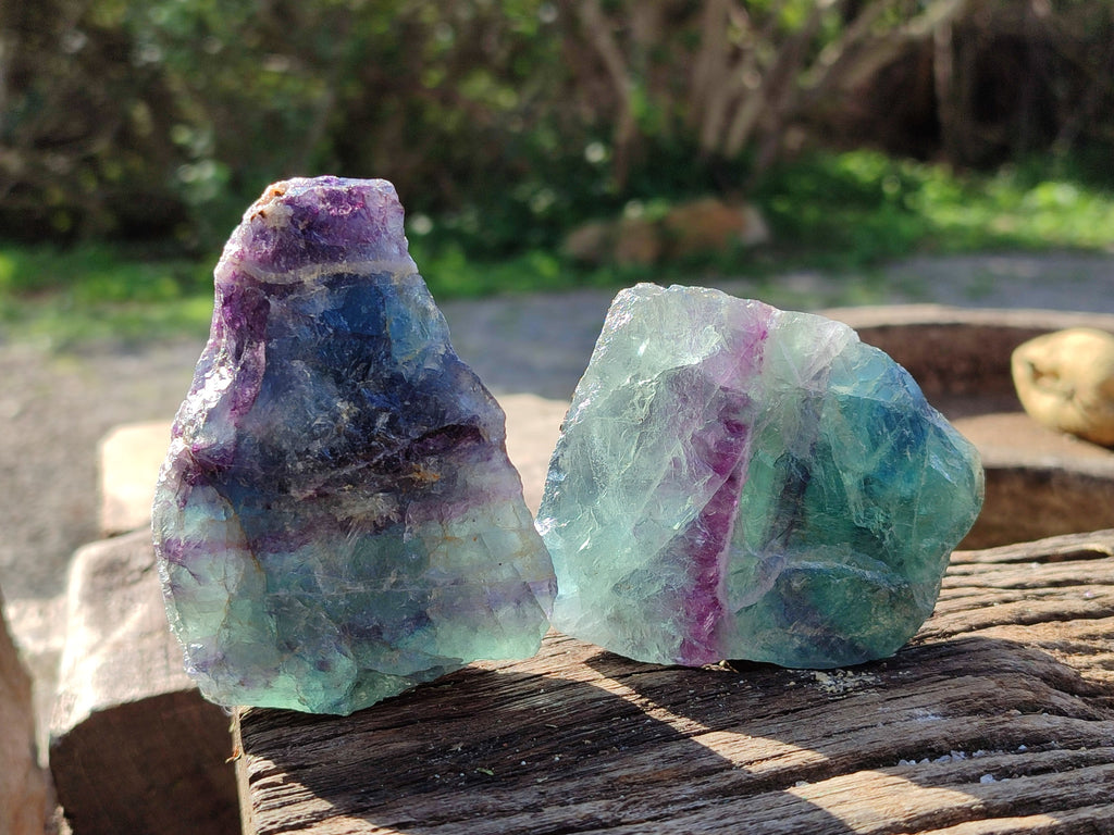 Natural Fluorescent Watermelon Fluorite Cobbed Specimens x 12 From Uis, Namibia - Toprock Gemstones and Minerals 