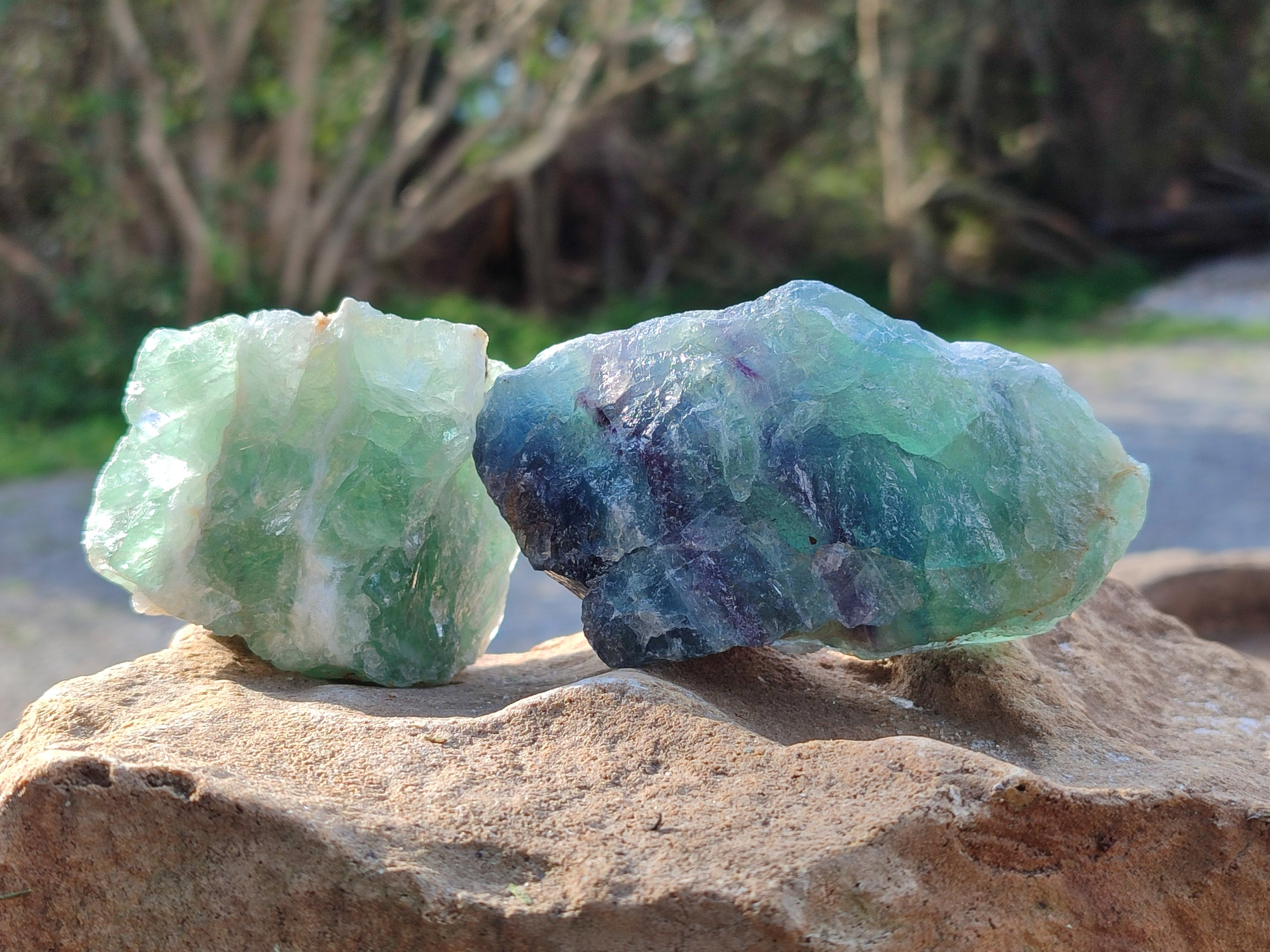 Natural Fluorescent Watermelon Fluorite Cobbed Specimens x 12 From Uis, Namibia - Toprock Gemstones and Minerals 