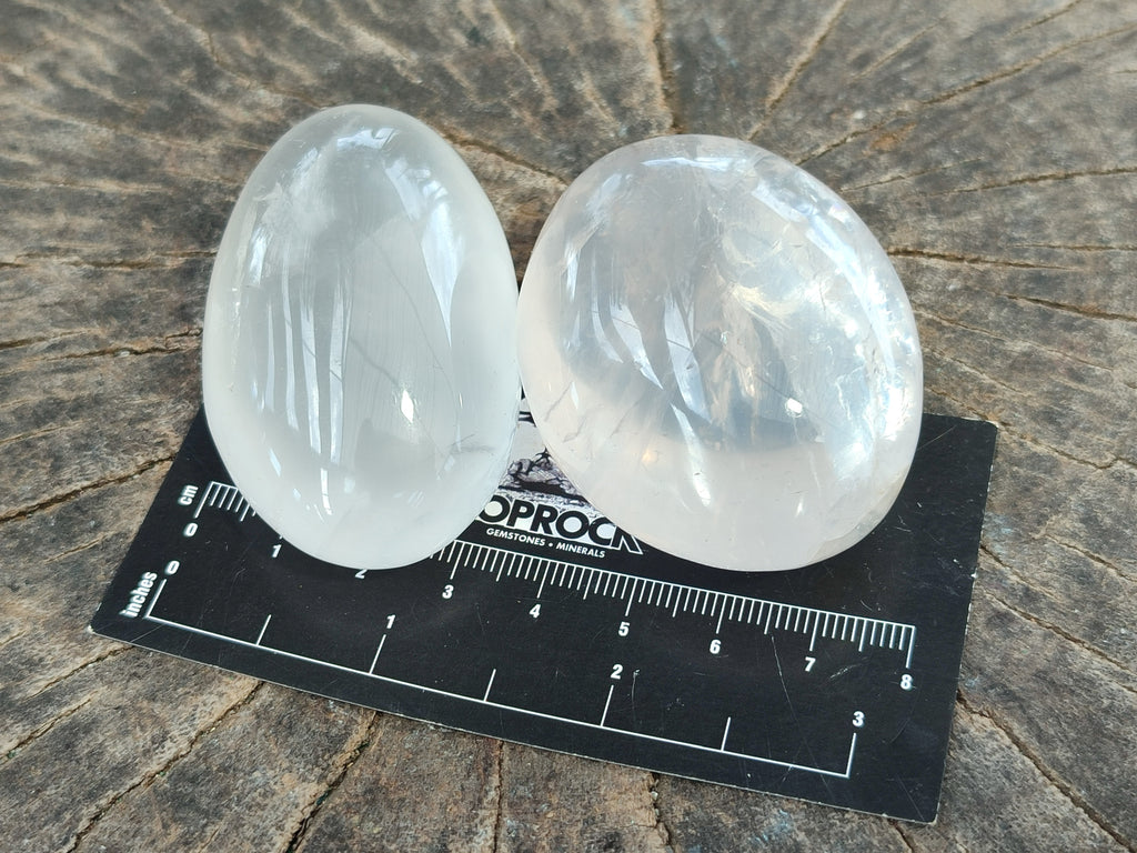 Polished Pearl Girasol Quartz Crystal Palm Stones x 25 From Ambatondrazaka, Madagascar - Toprock Gemstones and Minerals 