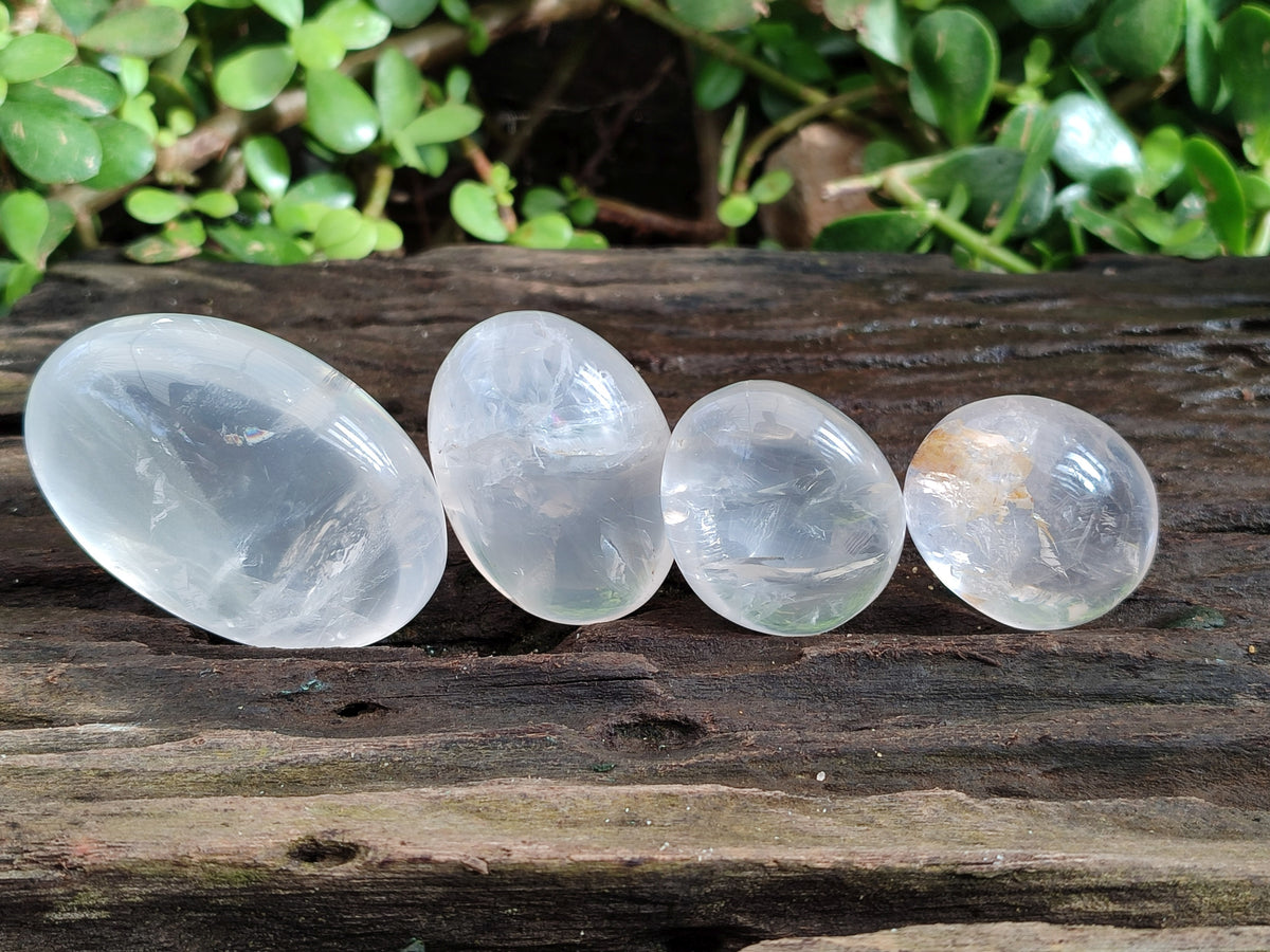 Polished Pearl Girasol Quartz Crystal Palm Stones x 25 From Ambatondrazaka, Madagascar - Toprock Gemstones and Minerals 