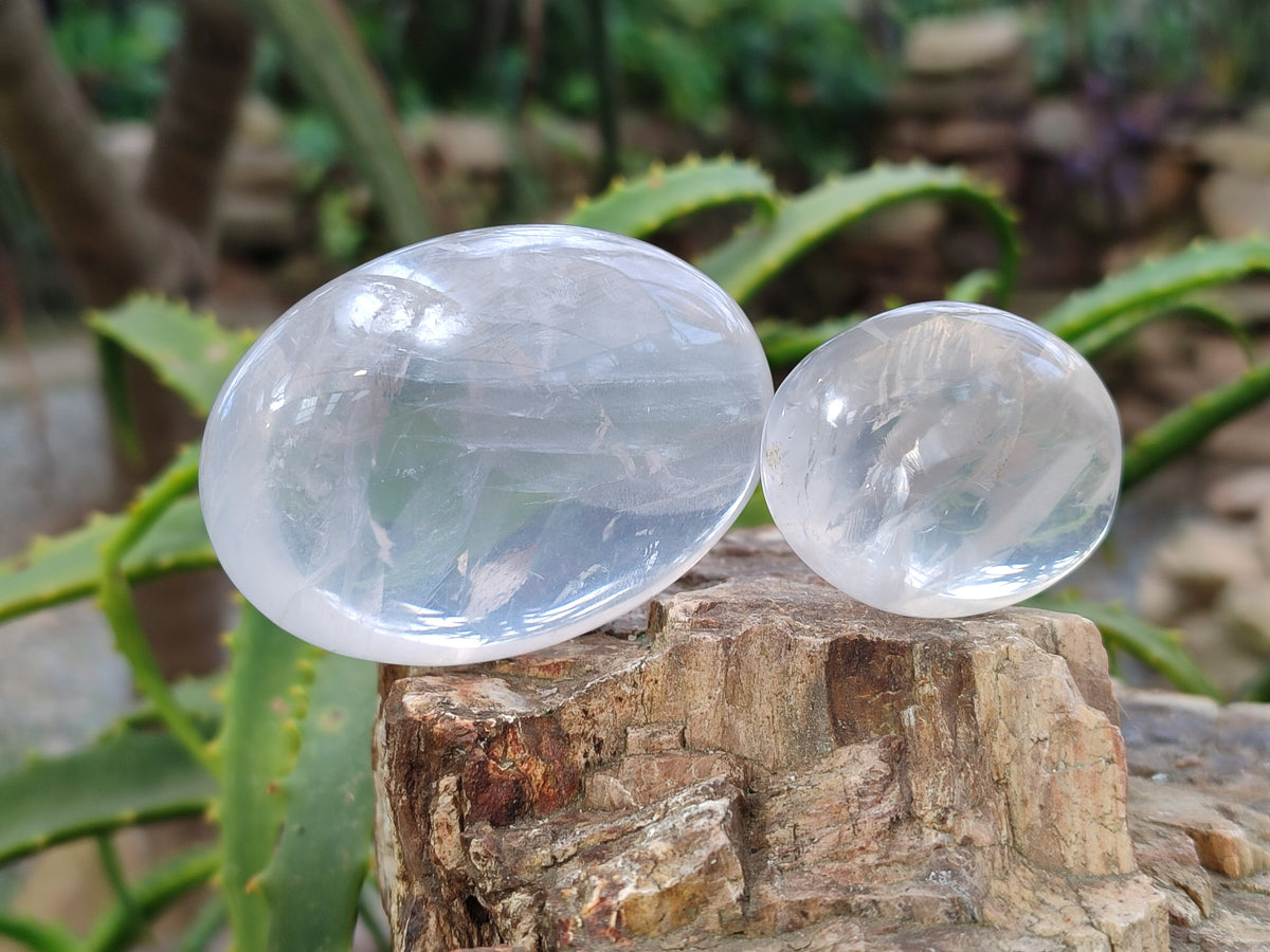 Polished Pearl Girasol Quartz Crystal Palm Stones x 25 From Ambatondrazaka, Madagascar - Toprock Gemstones and Minerals 
