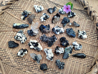 Natural Schorl Black Tourmaline and Smokey Quartz Crystal Specimens with some Hyalite Opal x 85 From Erongo, Namibia - Toprock Gemstones and Minerals 