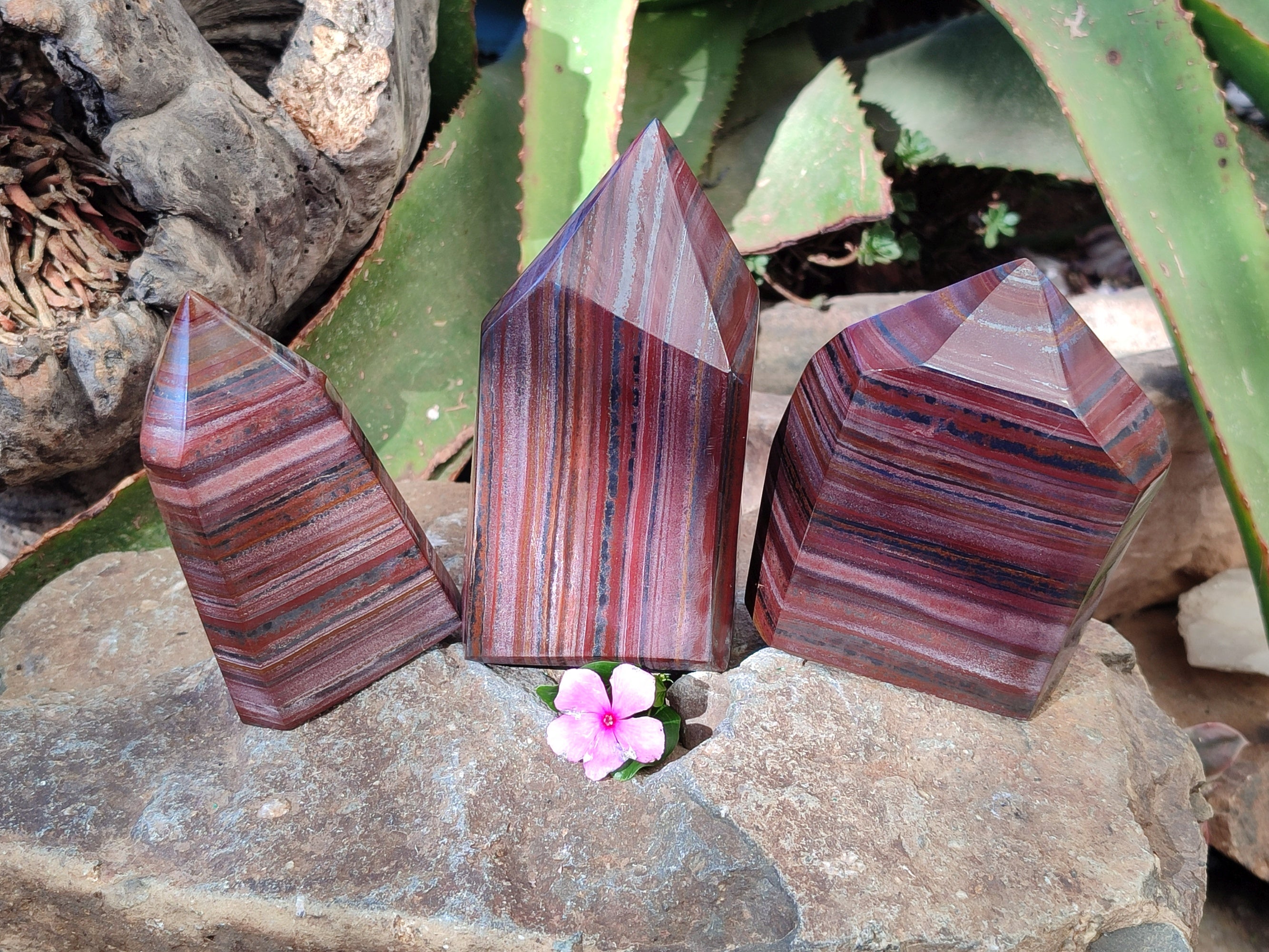 Polished Banded Tiger Iron Jasper Points x 3 From Northern Cape, South Africa - Toprock Gemstones and Minerals 