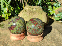 Polished Bastite Dragons Blood Stone Sphere-Ball x 3 From Tshipise, South Africa - Toprock Gemstones and Minerals 