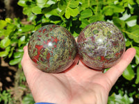 Polished Bastite Dragons Blood Stone Sphere-Ball x 3 From Tshipise, South Africa - Toprock Gemstones and Minerals 