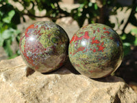 Polished Bastite Dragons Blood Stone Sphere-Ball x 3 From Tshipise, South Africa - Toprock Gemstones and Minerals 