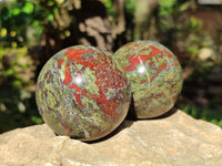 Polished Bastite Dragons Blood Stone Sphere-Ball x 3 From Tshipise, South Africa - Toprock Gemstones and Minerals 