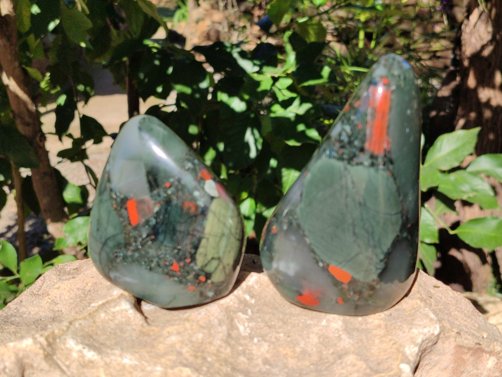 Polished Bloodstone Standing Free Forms x 3 From Swaziland - Toprock Gemstones and Minerals 