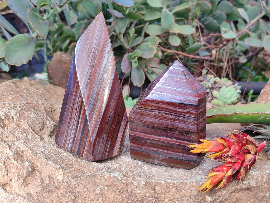 Polished Banded Tiger Iron Points x 2 From Northern Cape, South Africa - Toprock Gemstones and Minerals 