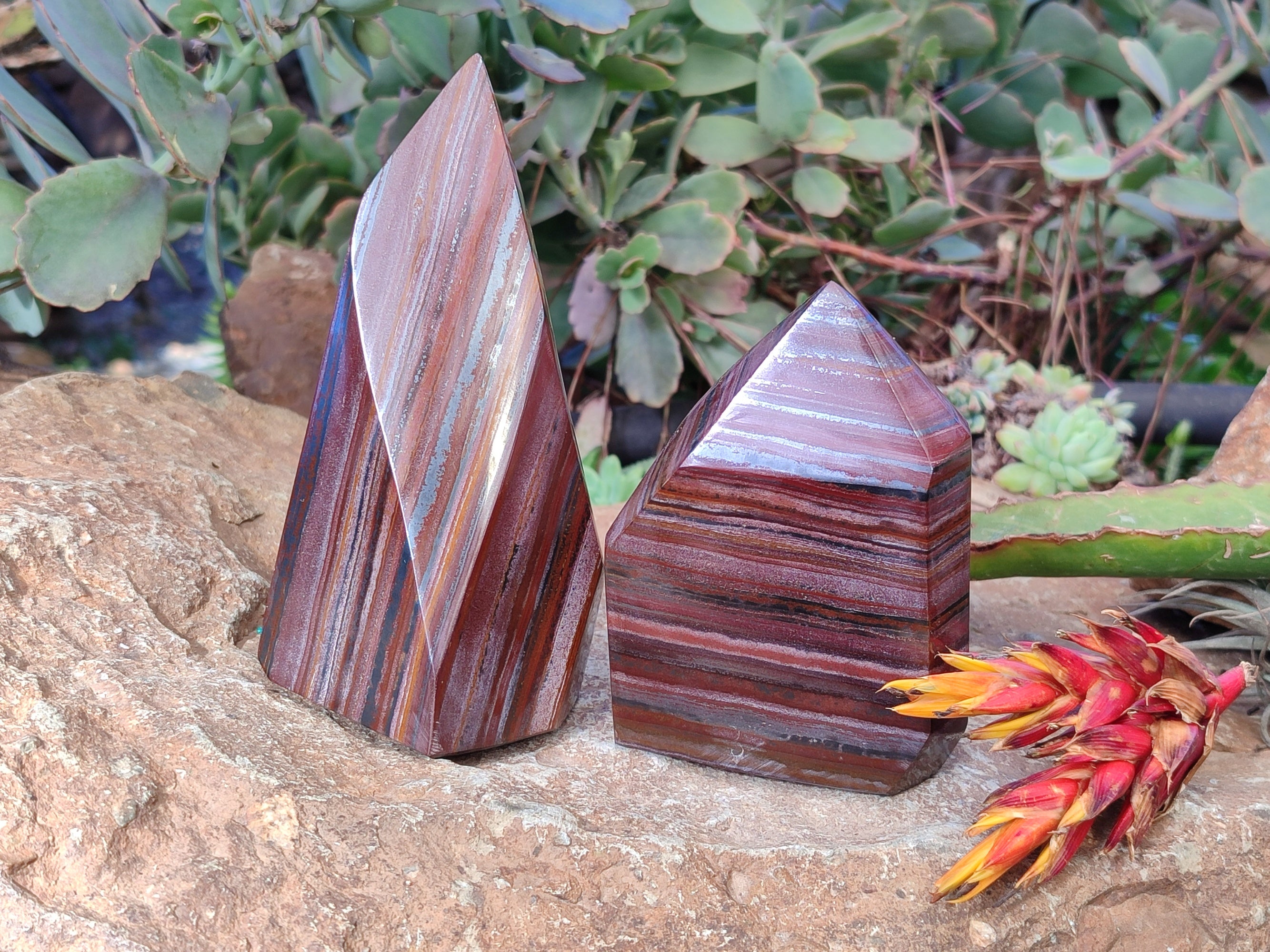 Polished Banded Tiger Iron Points x 2 From Northern Cape, South Africa - Toprock Gemstones and Minerals 