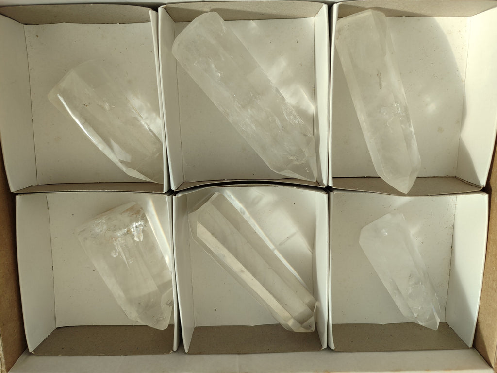 Polished Clear Quartz Crystals x 6 From Madagascar - Toprock Gemstones and Minerals 