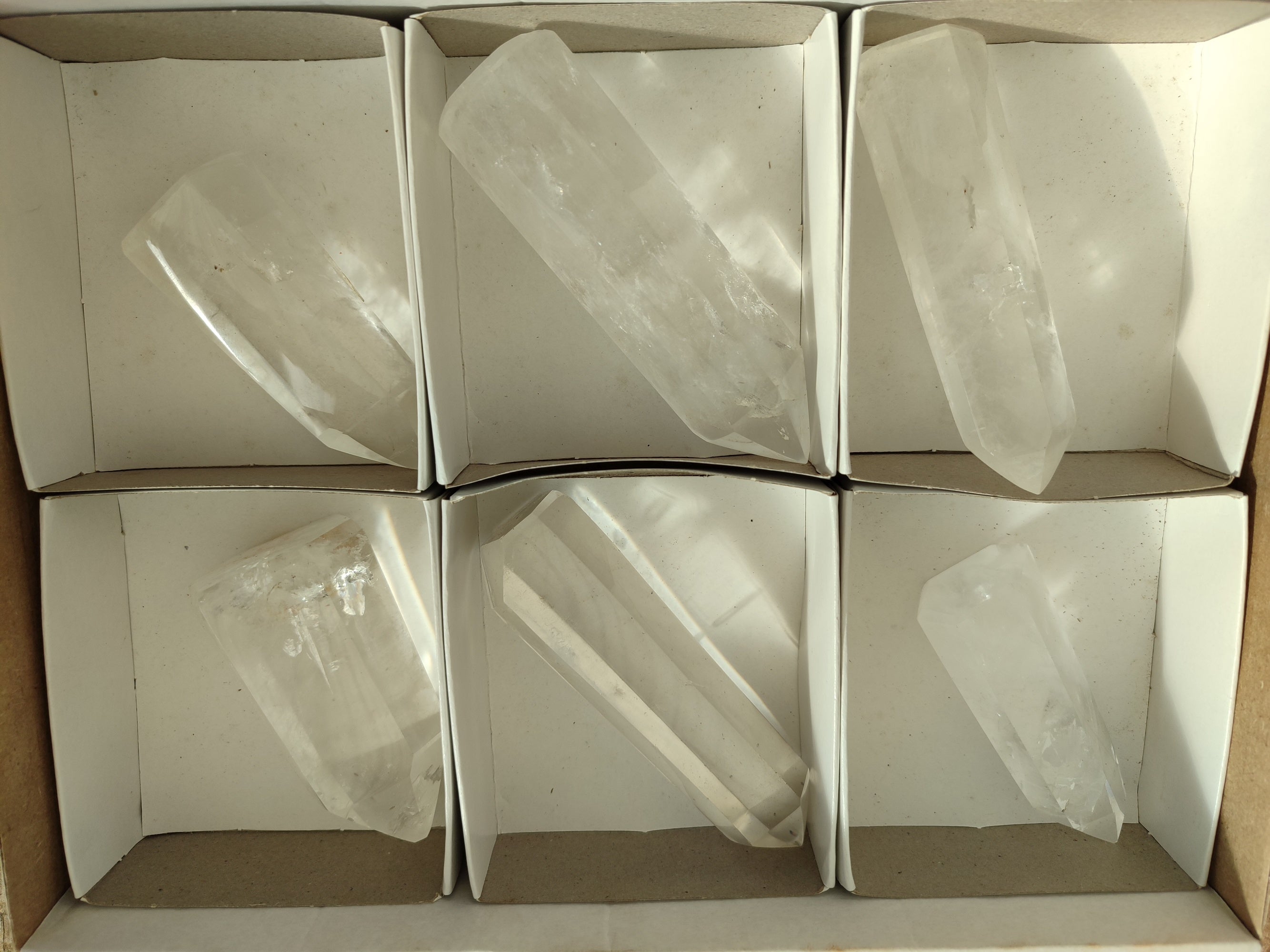 Polished Clear Quartz Crystals x 6 From Madagascar - Toprock Gemstones and Minerals 