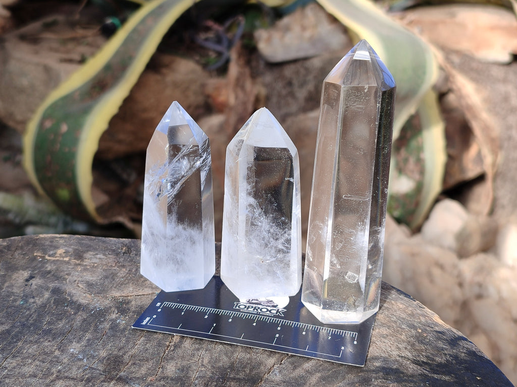 Polished Clear Quartz Crystals x 6 From Madagascar - Toprock Gemstones and Minerals 