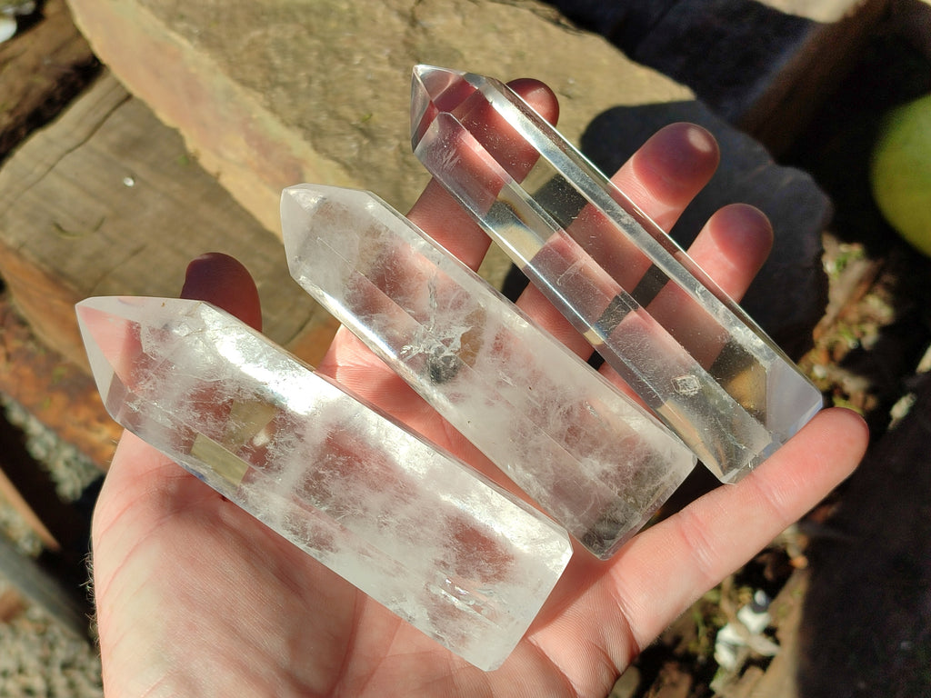 Polished Clear Quartz Crystals x 6 From Madagascar - Toprock Gemstones and Minerals 