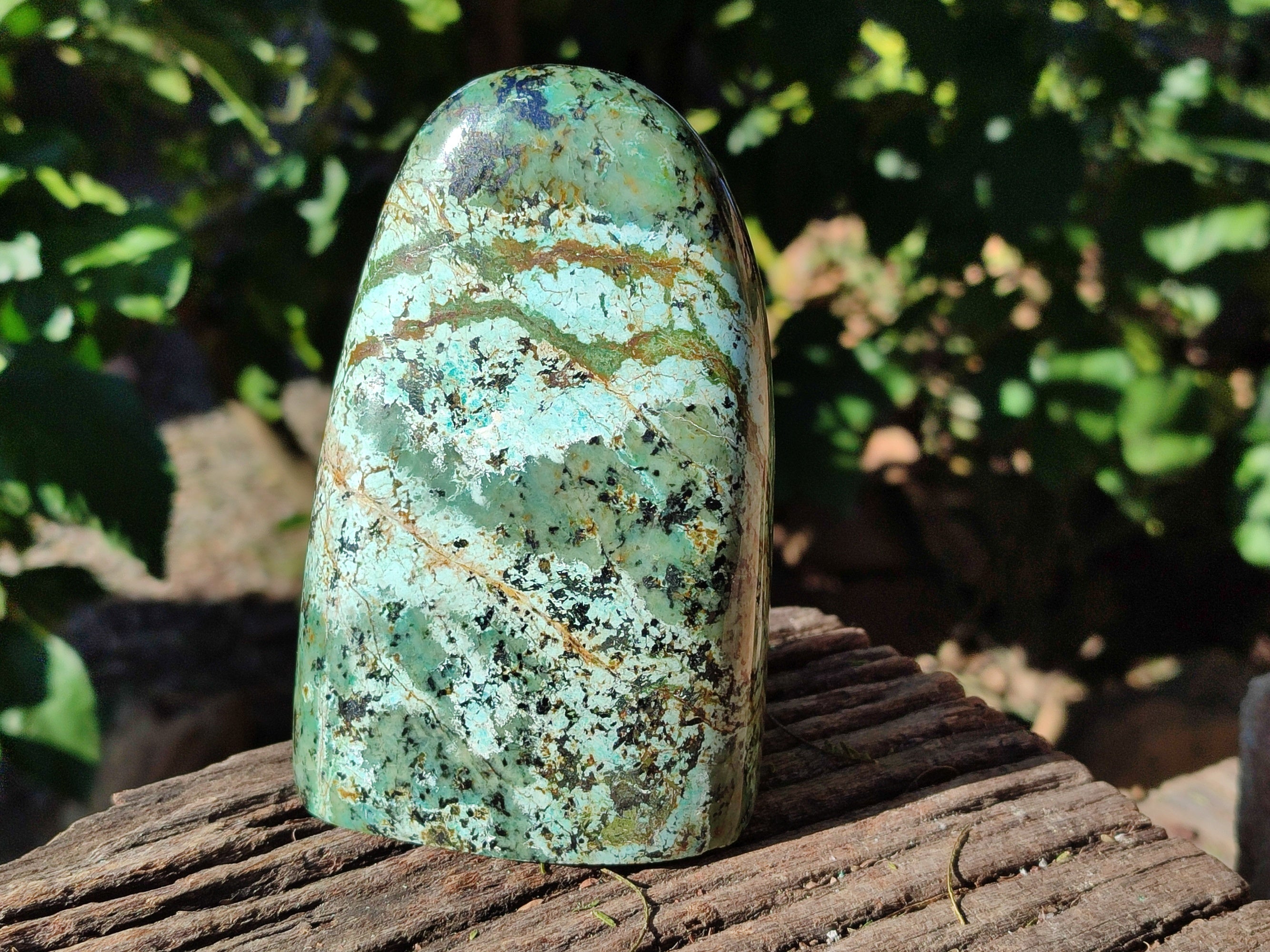 Polished "African Turquoise" Chrysocolla Standing Free Forms x 3 From South Africa - Toprock Gemstones and Minerals 