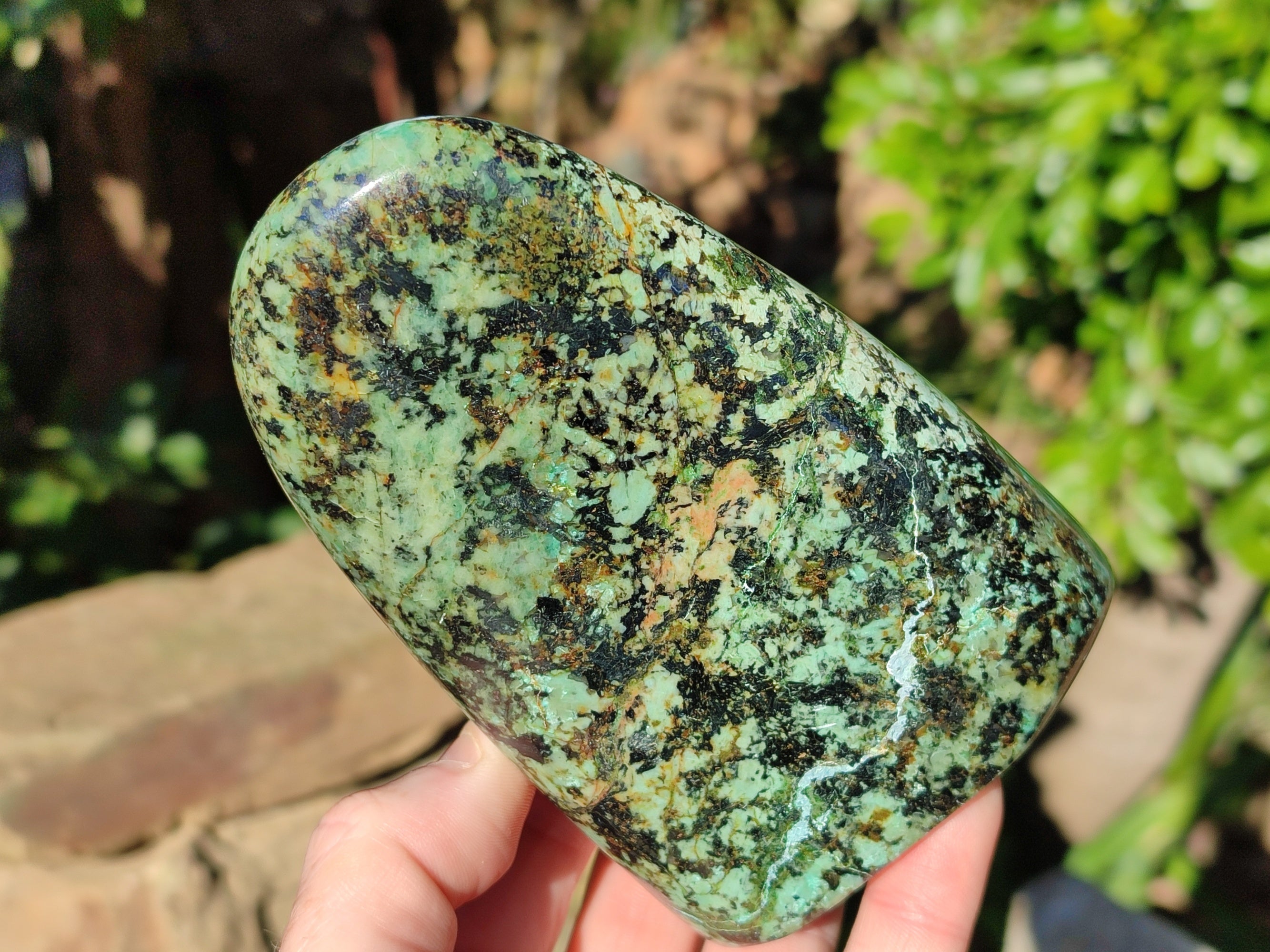 Polished "African Turquoise" Chrysocolla Standing Free Forms x 3 From South Africa - Toprock Gemstones and Minerals 