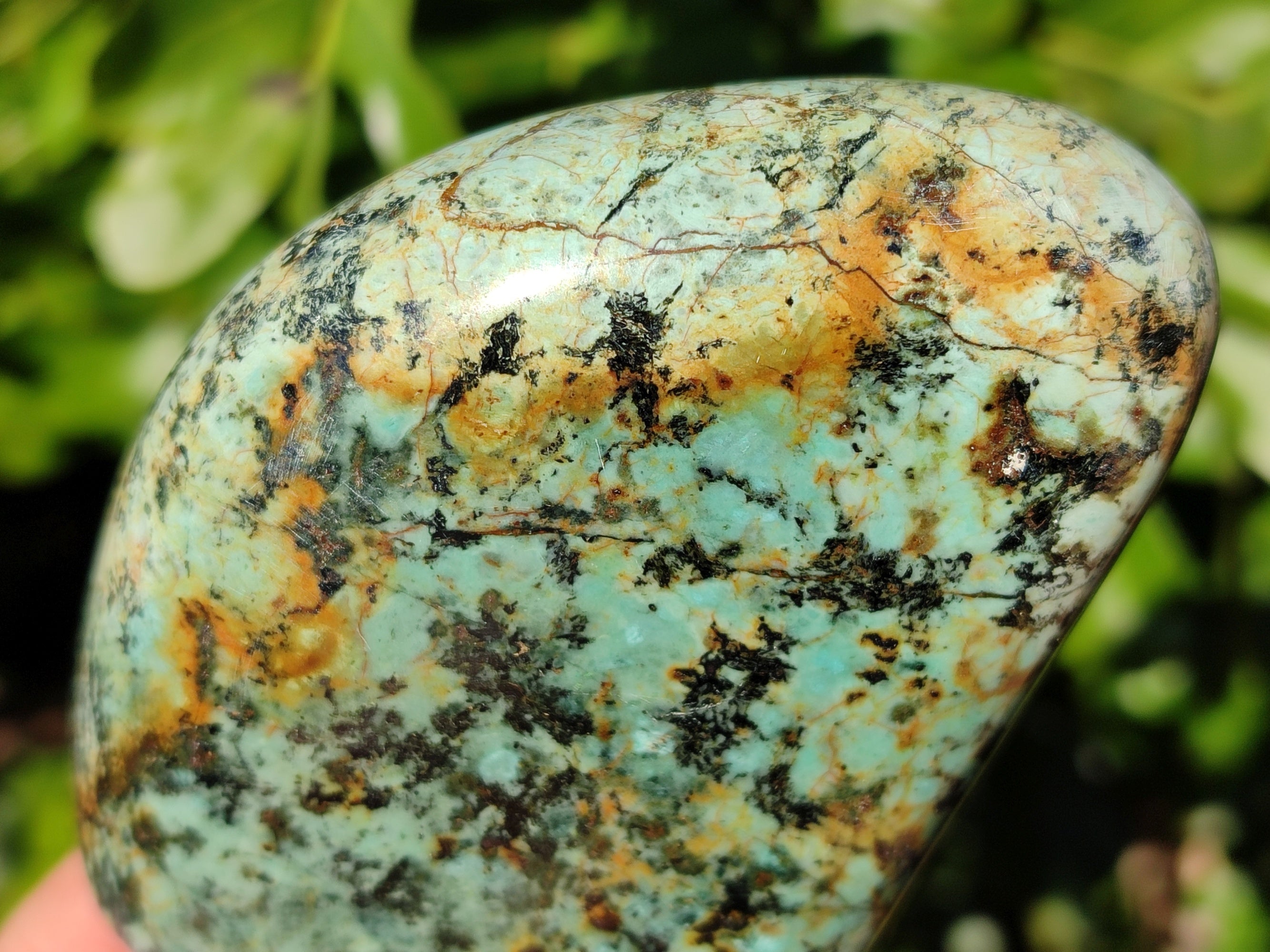 Polished "African Turquoise" Chrysocolla Standing Free Forms x 3 From South Africa - Toprock Gemstones and Minerals 