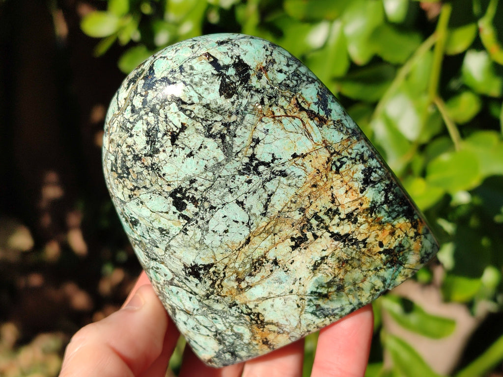 Polished "African Turquoise" Chrysocolla Standing Free Forms x 3 From South Africa - Toprock Gemstones and Minerals 