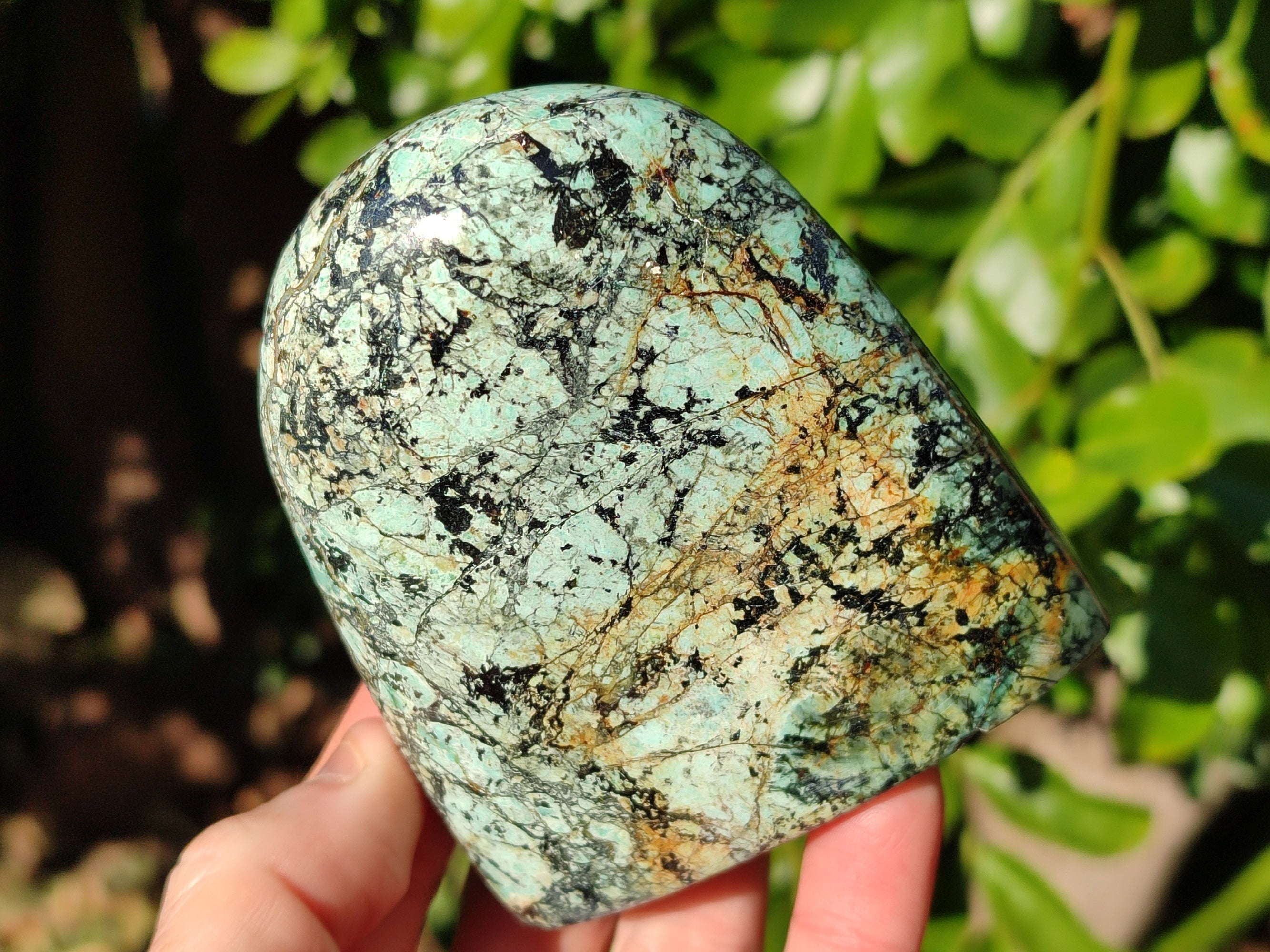 Polished "African Turquoise" Chrysocolla Standing Free Forms x 3 From South Africa - Toprock Gemstones and Minerals 
