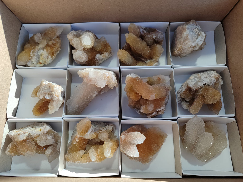 Natural Golden Limonite Spirit Quartz Clusters x 12 From Boekenhouthoek, South Africa - Toprock Gemstones and Minerals 