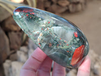 Polished Bloodstone Standing Free Forms x 3 From Swaziland