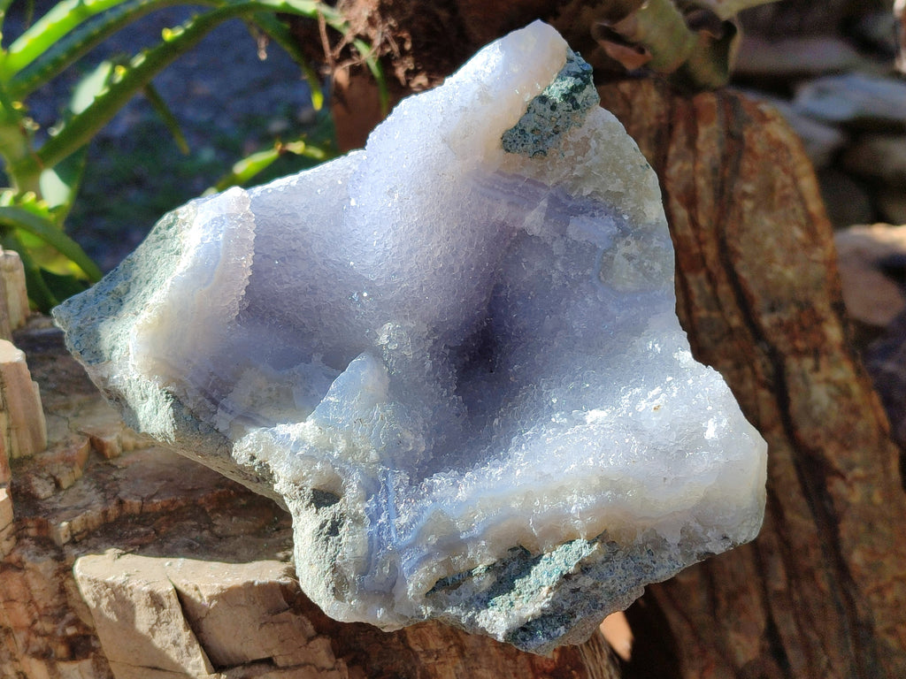 Natural Blue Lace Agate Geode Specimens x 2 From Nsanje, Malawi - Toprock Gemstones and Minerals 