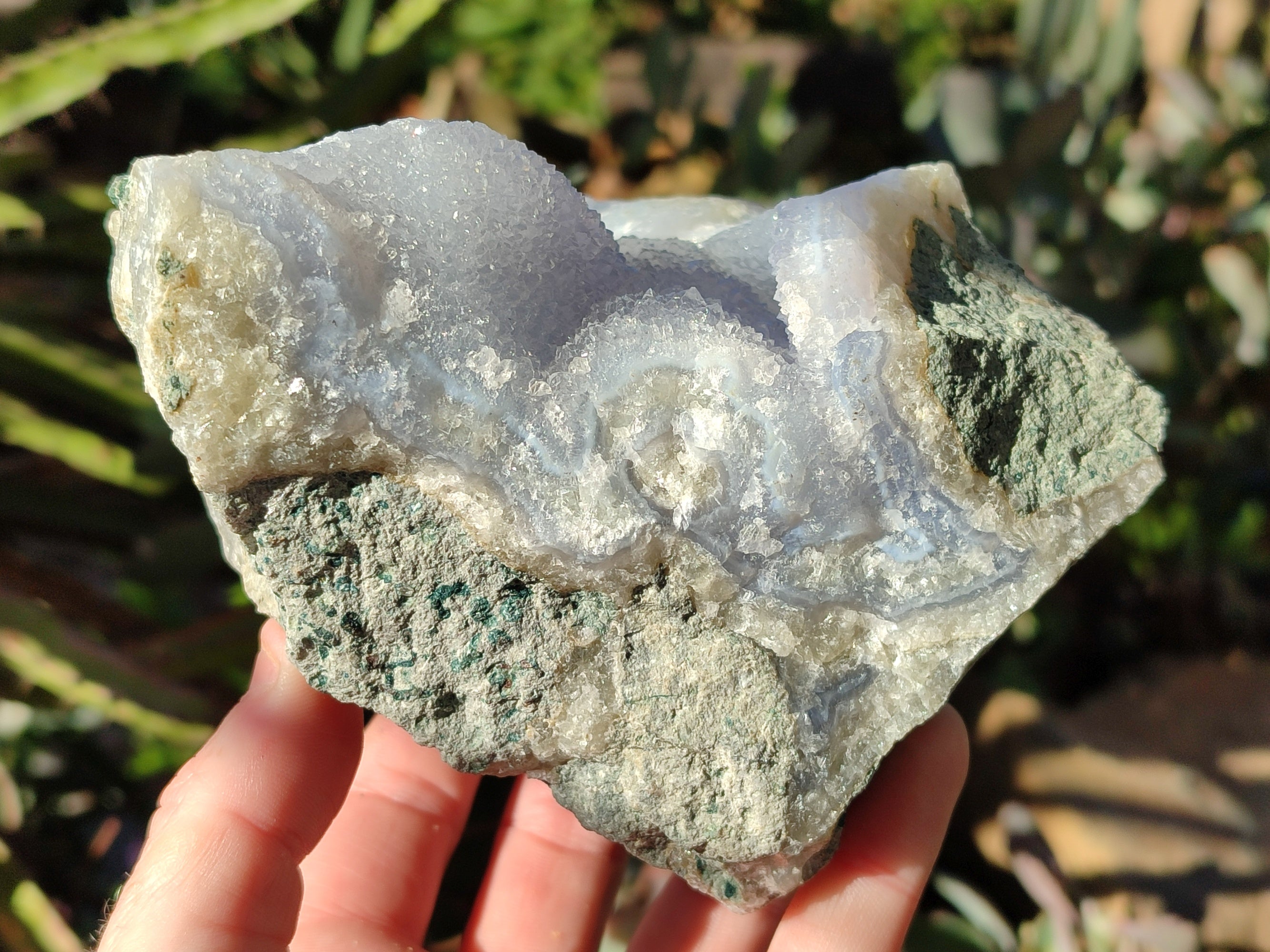Natural Blue Lace Agate Geode Specimens x 2 From Nsanje, Malawi - Toprock Gemstones and Minerals 