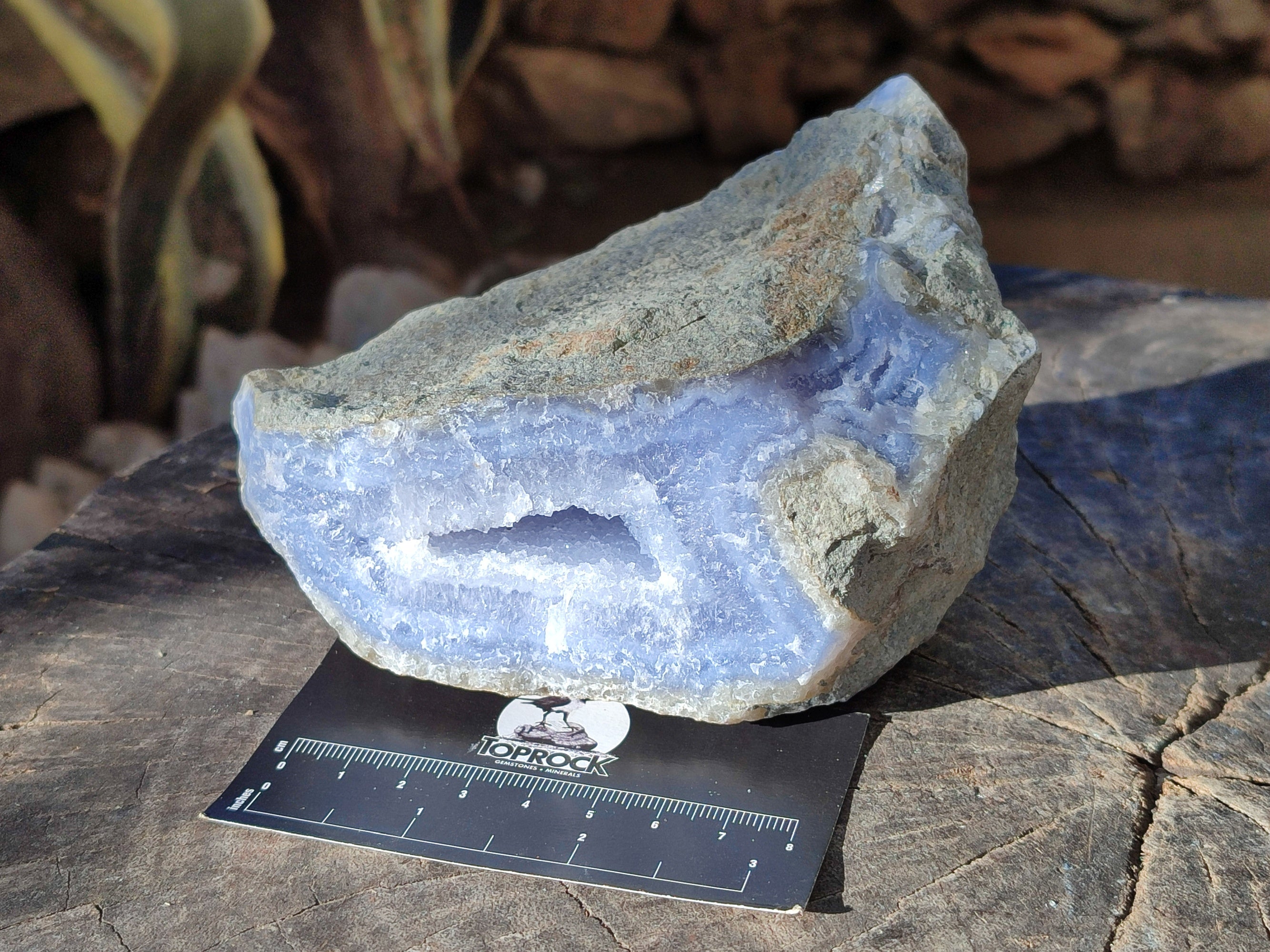 Natural Blue Lace Agate Geode Specimens x 2 From Nsanje, Malawi - Toprock Gemstones and Minerals 