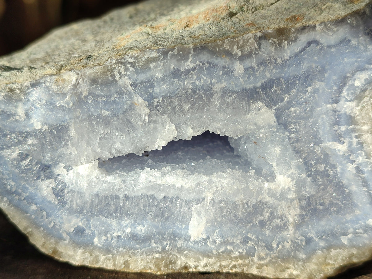 Natural Blue Lace Agate Geode Specimens x 2 From Nsanje, Malawi - Toprock Gemstones and Minerals 