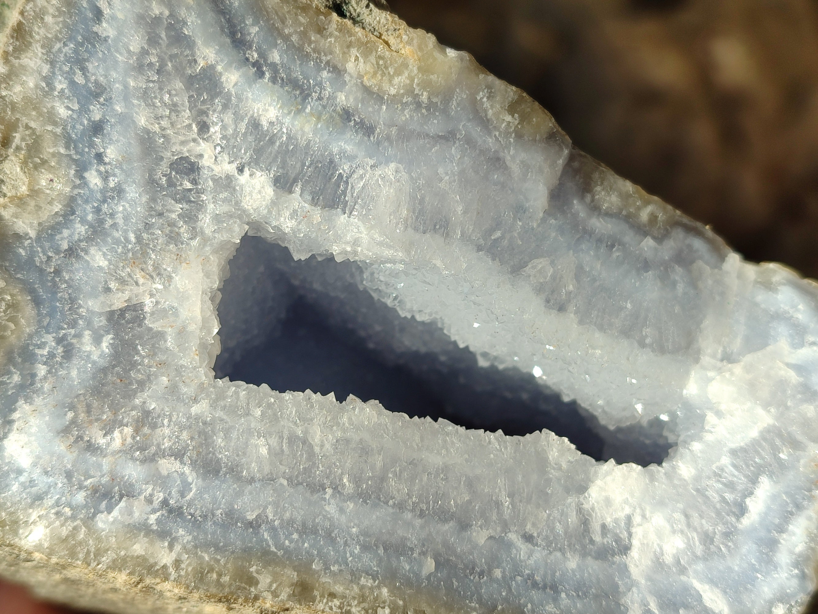 Natural Blue Lace Agate Geode Specimens x 2 From Nsanje, Malawi - Toprock Gemstones and Minerals 