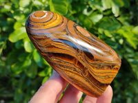 Polished Banded Tiger Iron with Tigers Eye Standing Free Forms x 3 From South Africa - Toprock Gemstones and Minerals 