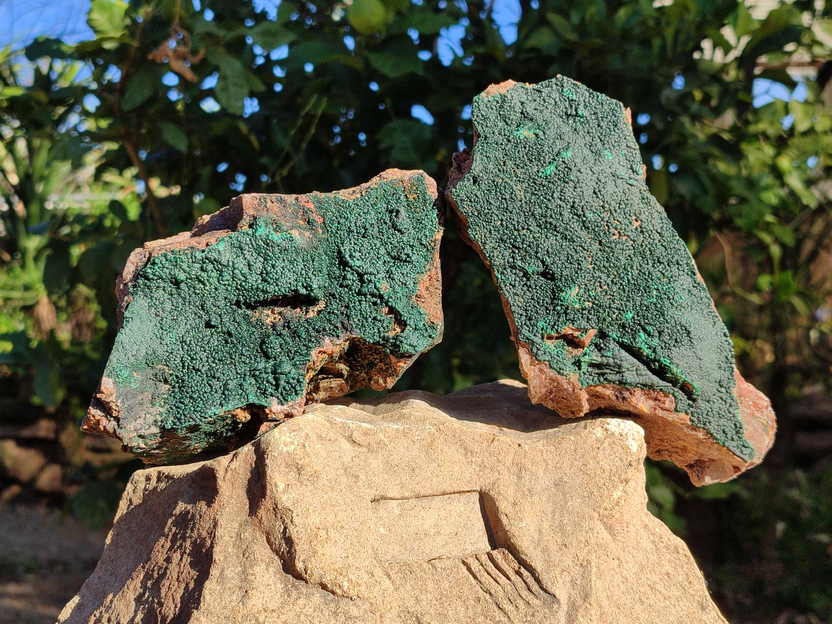 Natural Crystalline Malachite Specimens x 2 From Tenke Fungurume, Congo - Toprock Gemstones and Minerals 
