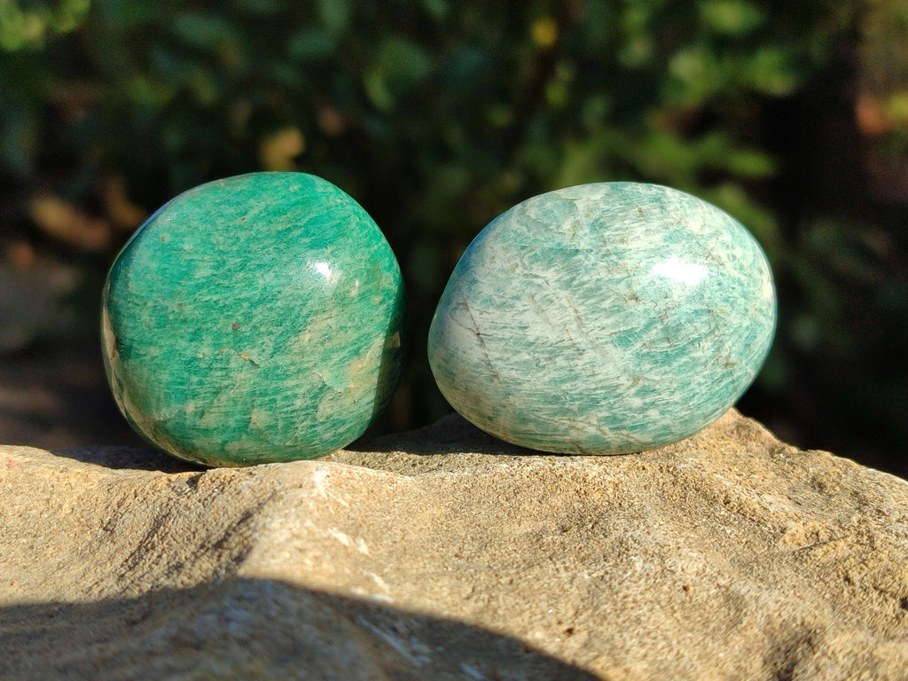 Polished Amazonite Palm Stones x 24 From Madagascar - Toprock Gemstones and Minerals 
