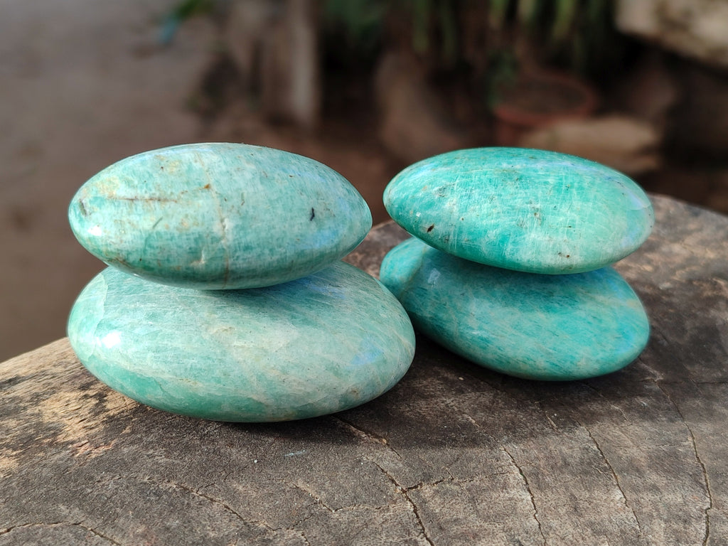 Polished Amazonite Palm Stones x 24 From Madagascar - Toprock Gemstones and Minerals 