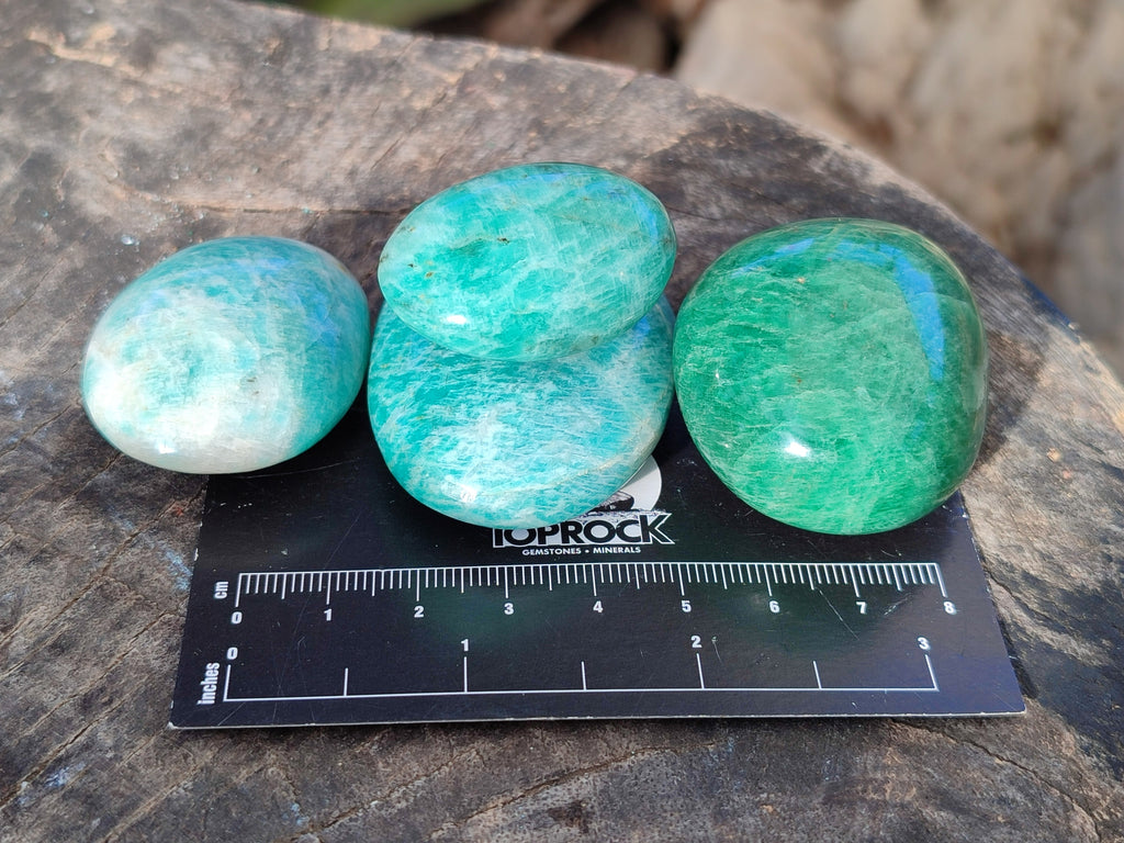 Polished Amazonite Palm Stones x 24 From Madagascar - Toprock Gemstones and Minerals 