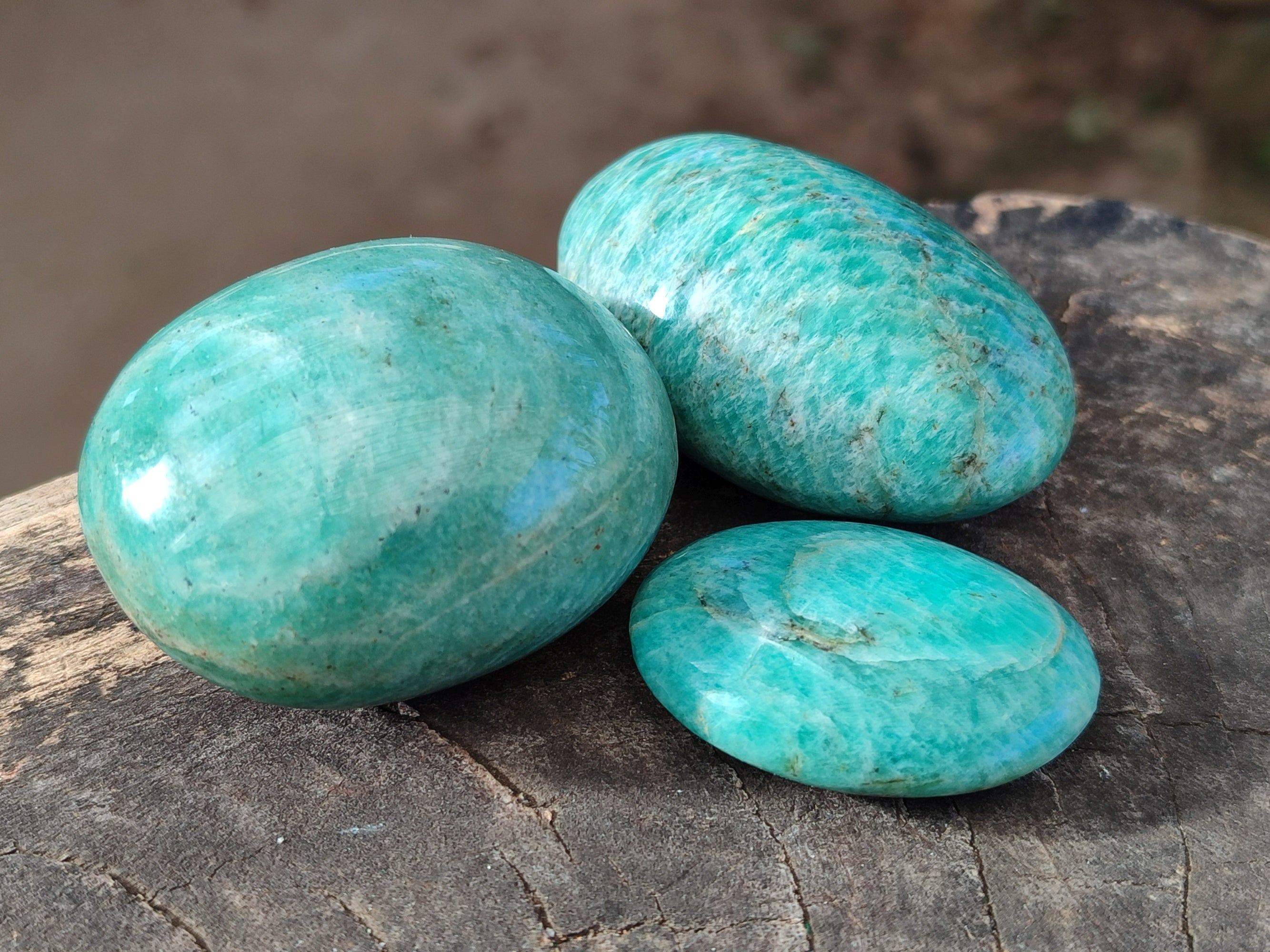 Polished Amazonite Palm Stones x 24 From Madagascar - Toprock Gemstones and Minerals 