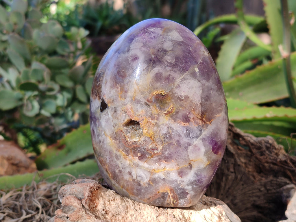 Polished Chevron Amethyst Standing Free Form x 2 From Ankazobe, Madagascar - Toprock Gemstones and Minerals 