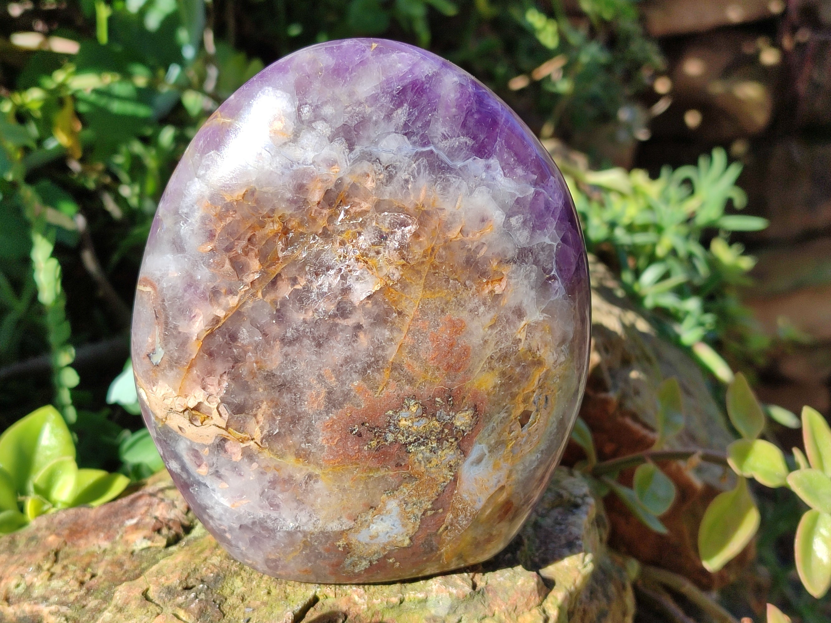 Polished Chevron Amethyst Standing Free Form x 2 From Ankazobe, Madagascar - Toprock Gemstones and Minerals 