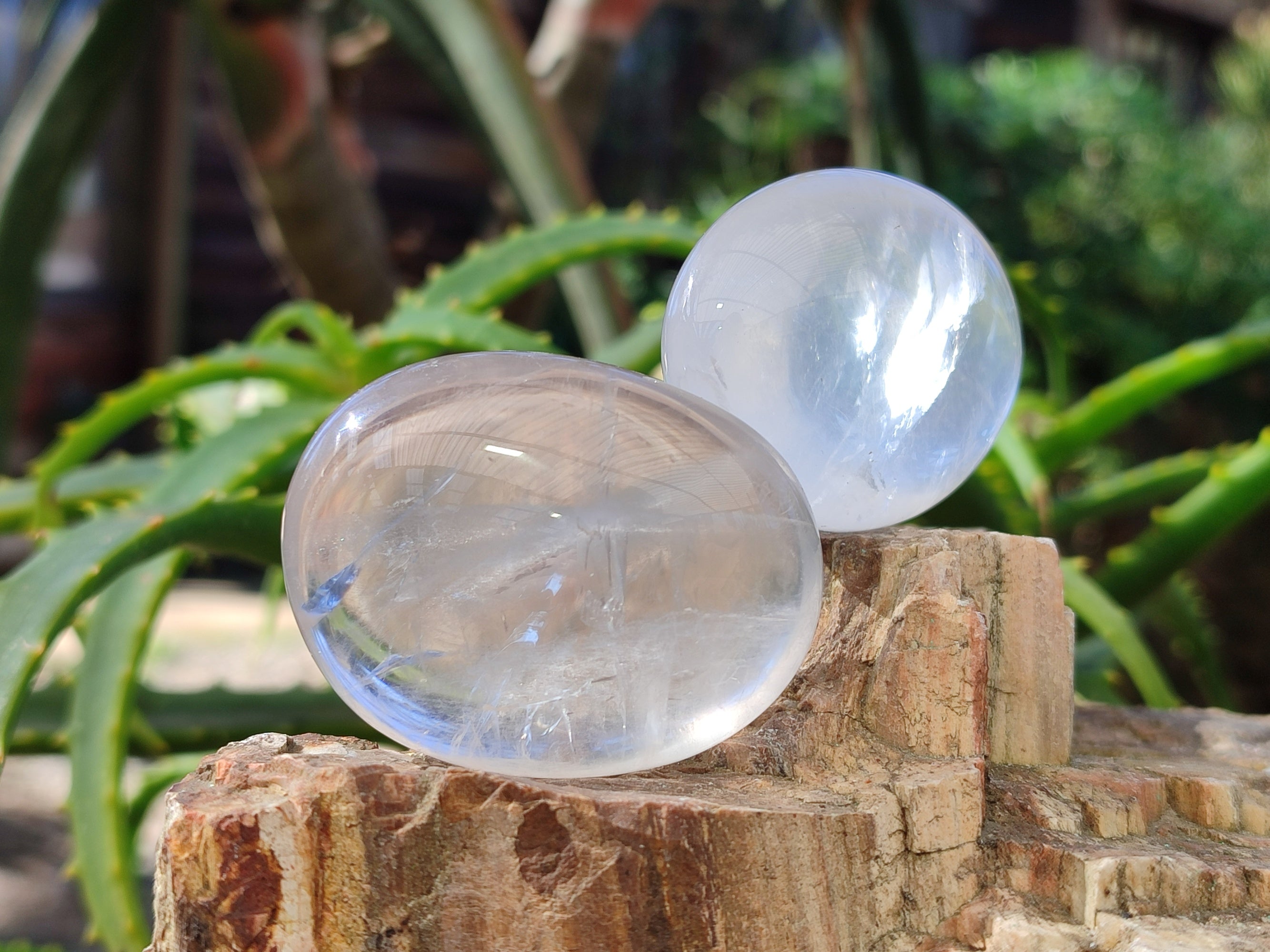 Polished Girasol Pearl Quartz Palm Stones x 20 From Ambatondrazaka, Madagascar - Toprock Gemstones and Minerals 
