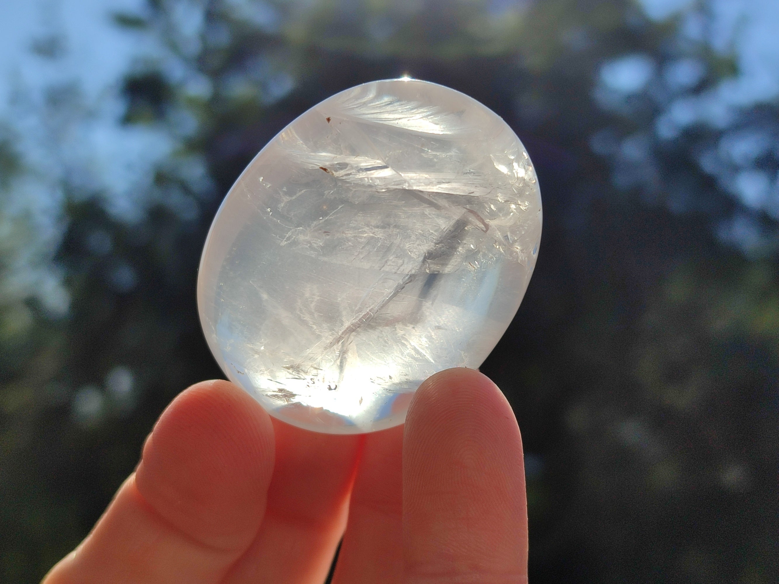 Polished Girasol Pearl Quartz Palm Stones x 20 From Ambatondrazaka, Madagascar - Toprock Gemstones and Minerals 