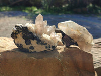 Natural Schorl Tourmaline with Hyalite Opal and Smoky Quartz x 5 From Erongo, Namibia - Toprock Gemstones and Minerals 