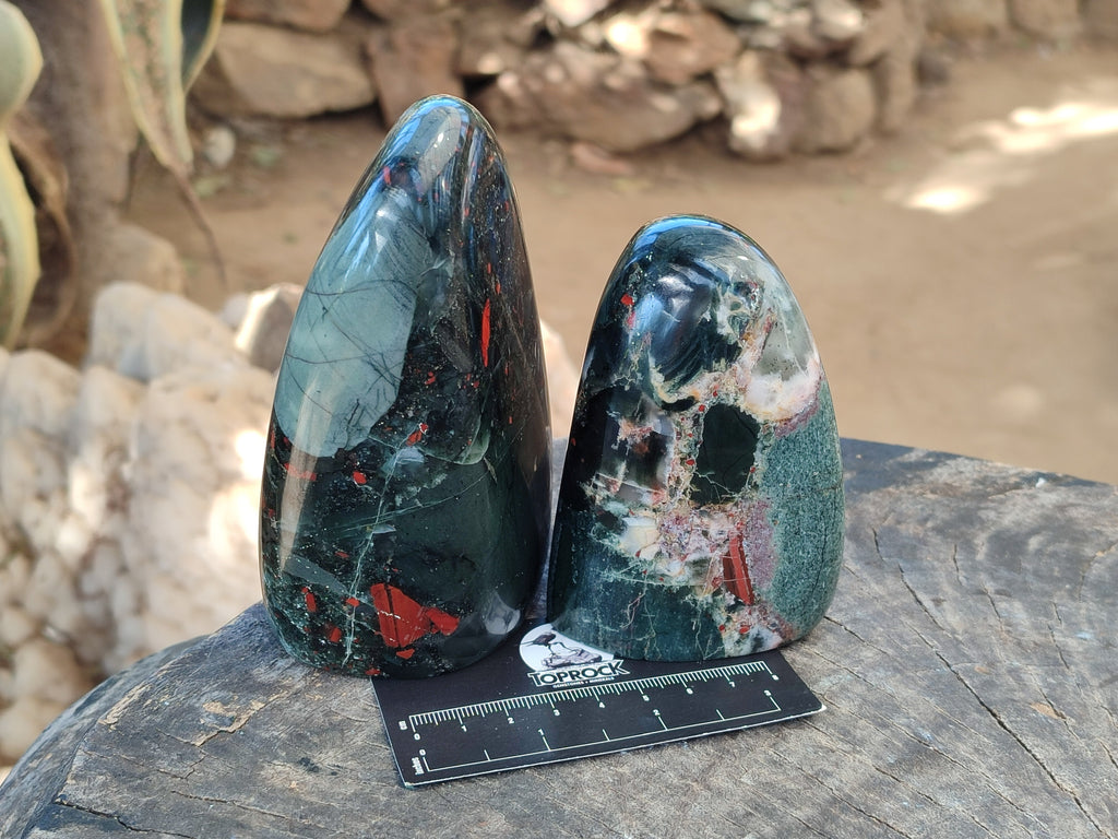 Polished Bloodstone Standing Free Forms x 2 From Swaziland - Toprock Gemstones and Minerals 