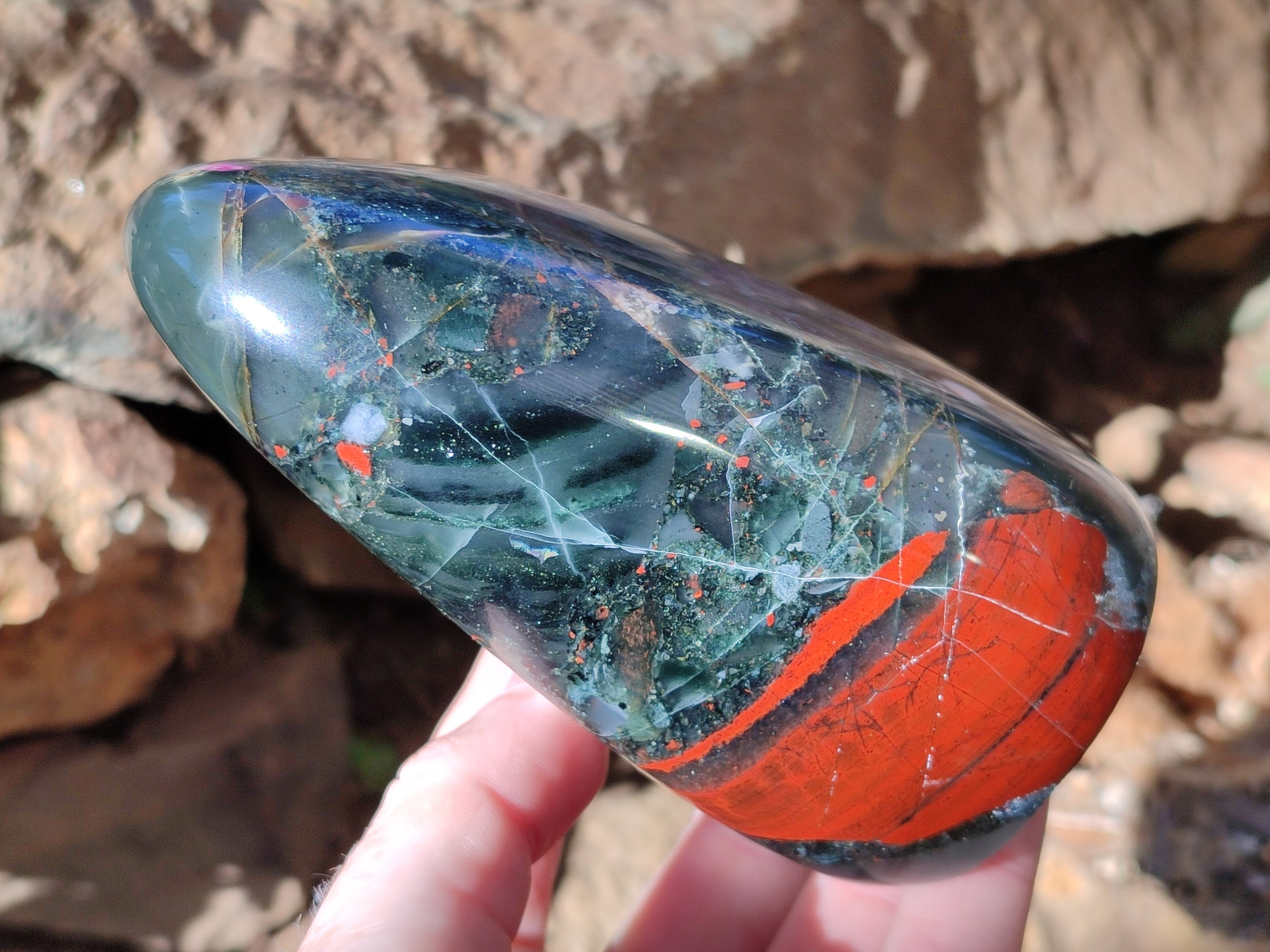Polished Bloodstone Standing Free Forms x 2 From Swaziland - Toprock Gemstones and Minerals 