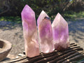 Polished Chevron Amethyst Points x 4 From Ankazobe, Madagascar - Toprock Gemstones and Minerals 