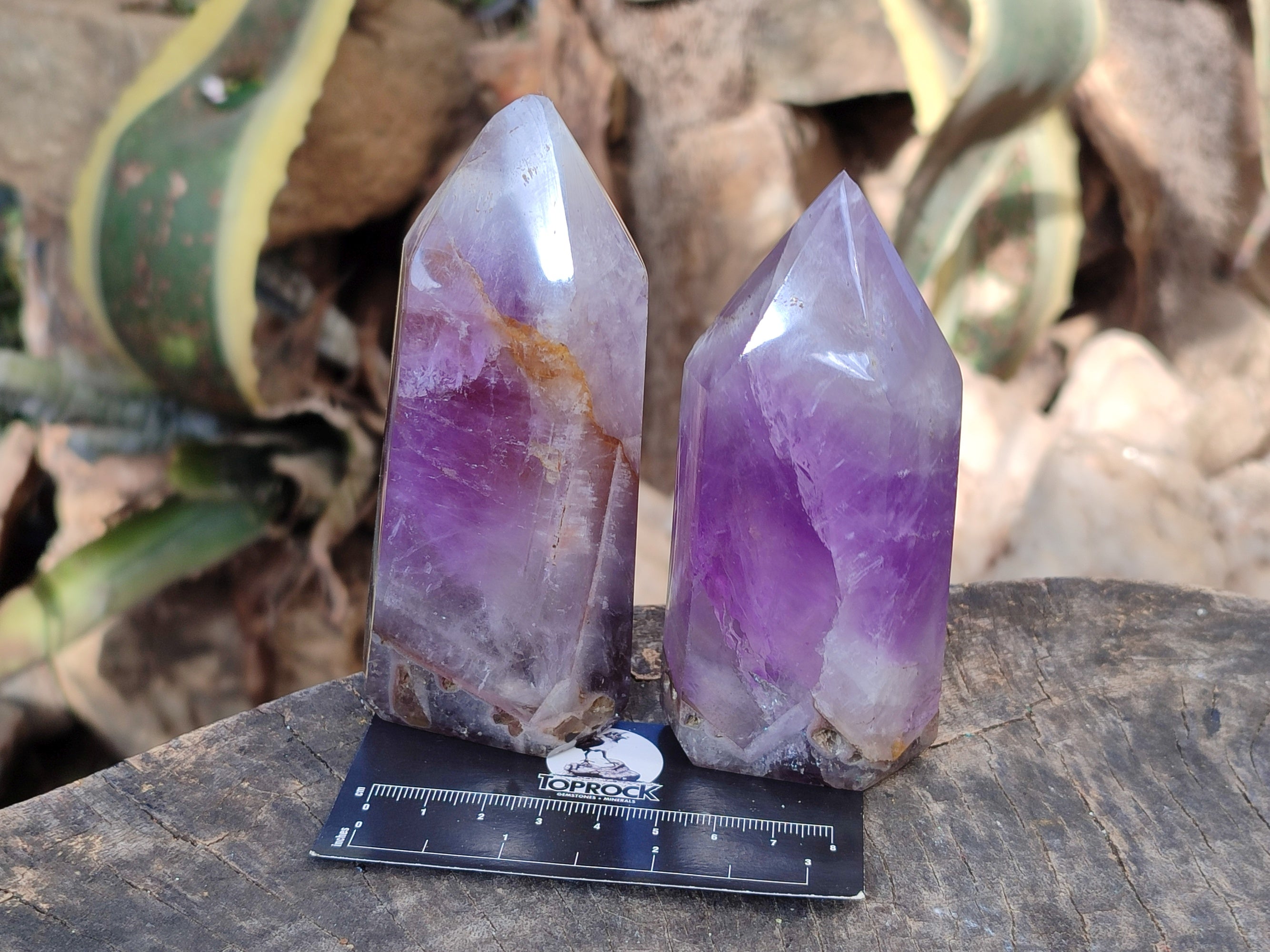 Polished Chevron Amethyst Points x 4 From Ankazobe, Madagascar - Toprock Gemstones and Minerals 