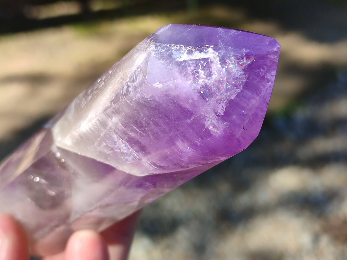 Polished Chevron Amethyst Points x 4 From Ankazobe, Madagascar - Toprock Gemstones and Minerals 