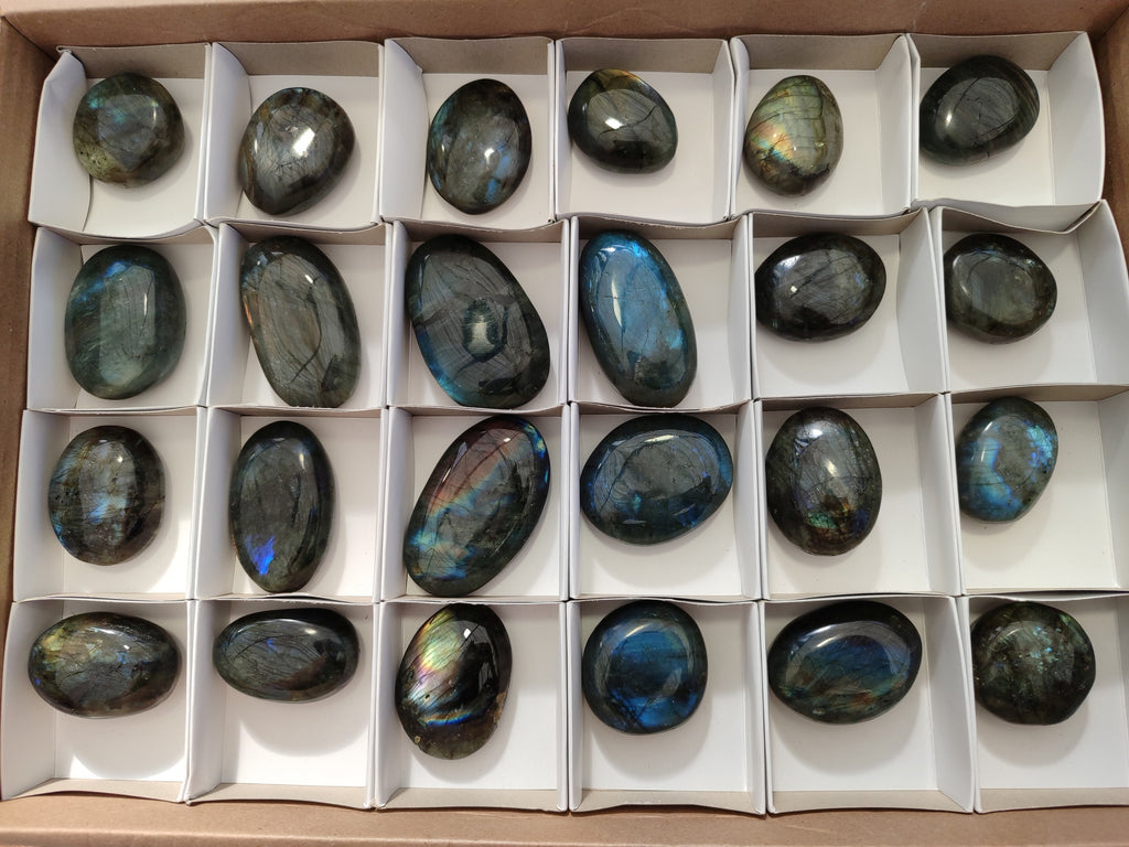 Polished Labradorite Palm Stones x 24 From Tulear, Madagascar - Toprock Gemstones and Minerals 
