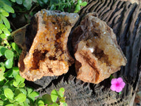 Natural Limonite Quartz Clusters x 2 From Solwezi, Zambia