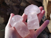 Polished Rose Quartz Mushrooms x 6 From Ambatondrazaka, Madagascar