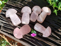 Polished Rose Quartz Mushrooms x 6 From Ambatondrazaka, Madagascar